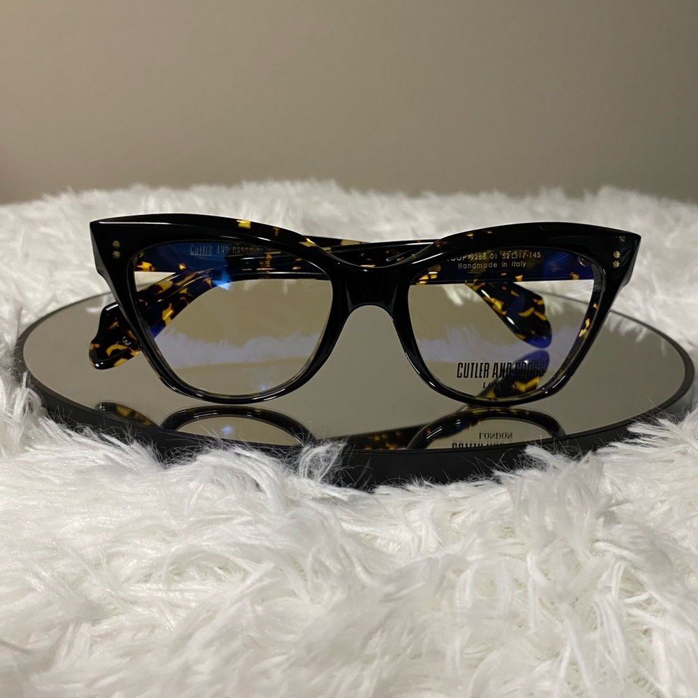 Cutler And Gross Eyeglasses/ Model #: 9288/ Black Frames/ Tortoise Shell Legs